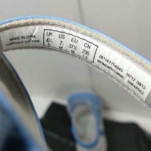 Clarks Cloud Steppers blue leather stripe sandals US size 7M - Picture 7 of 8